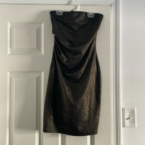 Rachel Rachel Roy Dresses | Rachel Roy Strapless Black / Gold Mini Dress | Color: Black/Gold | Size: M | Pm-24872042's Closet